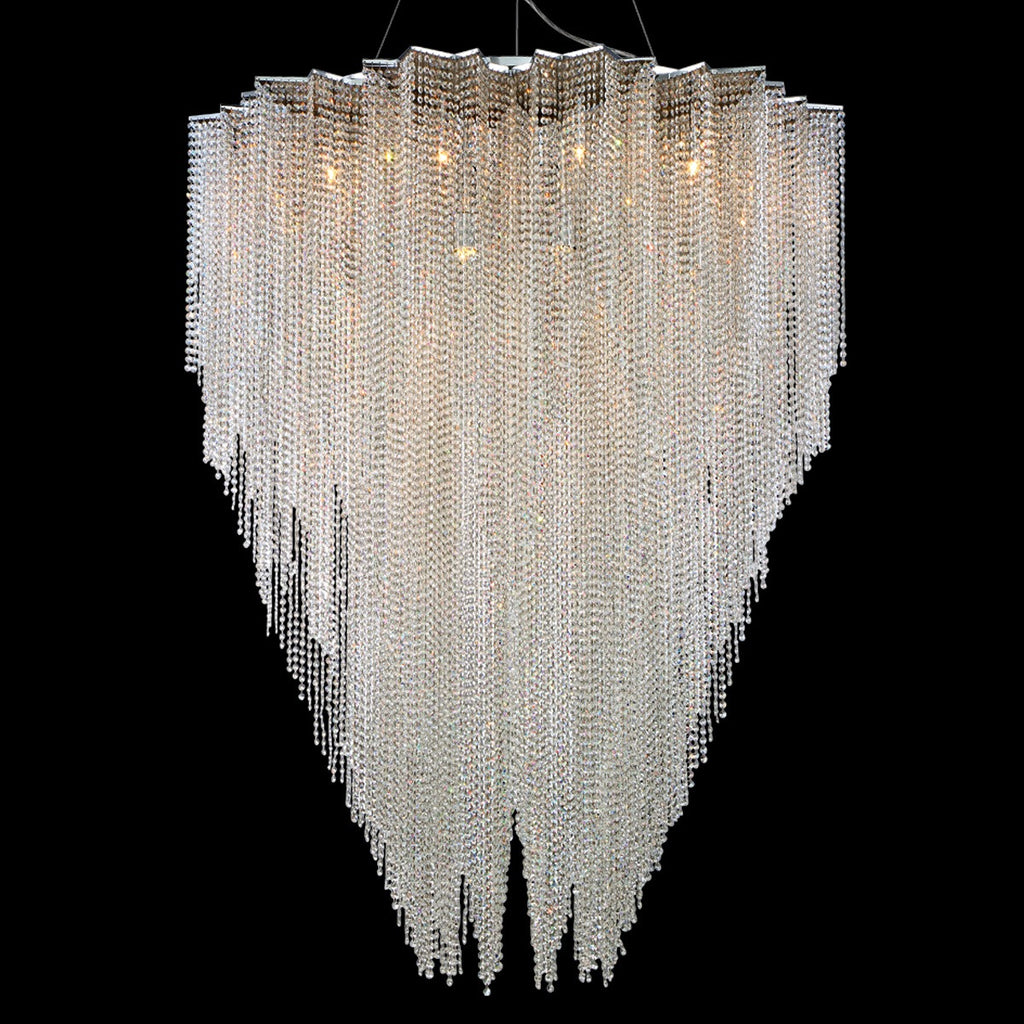 Modern crystal beaded chandelier lifestyle view for foyer