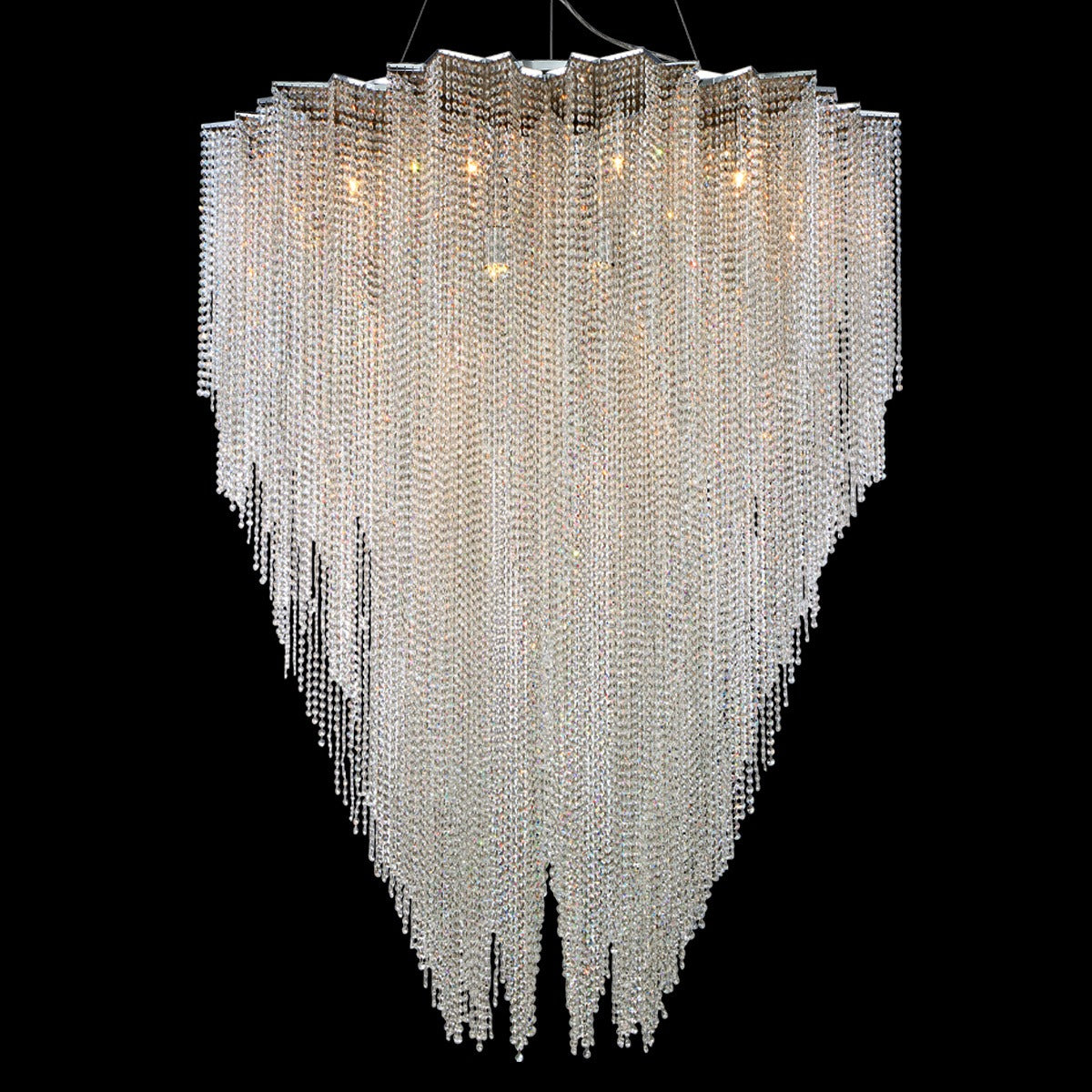 Modern crystal beaded chandelier lifestyle view for foyer