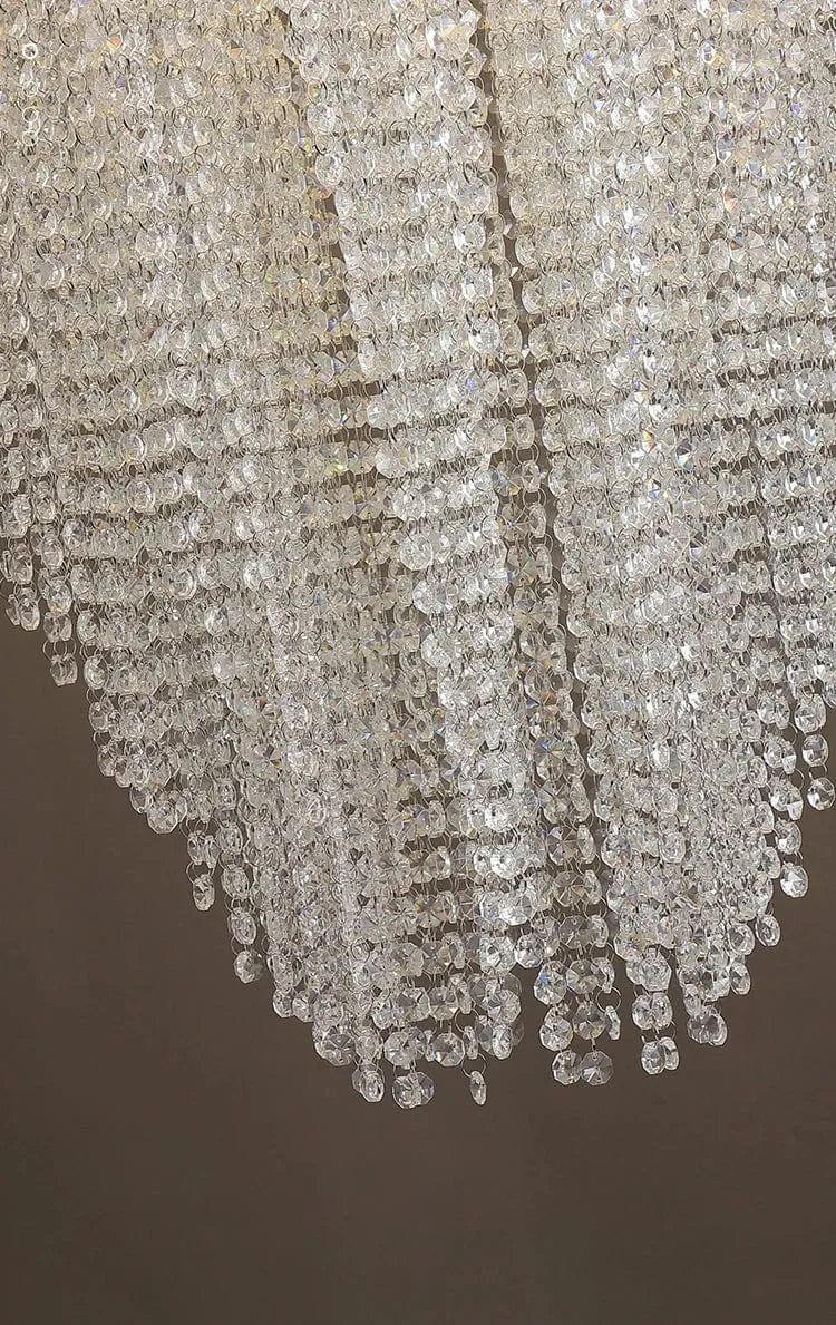 Modern crystal beaded chandelier room view for staircase foyer
