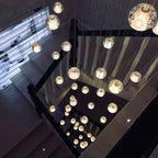 Modern Crystal Glass Bubble Chandelier multi-globe detail for foyer and high ceiling spaces