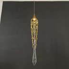 Modern Crystal Glass Drops Chandelier for Staircase gold finish teardrop pendant detail