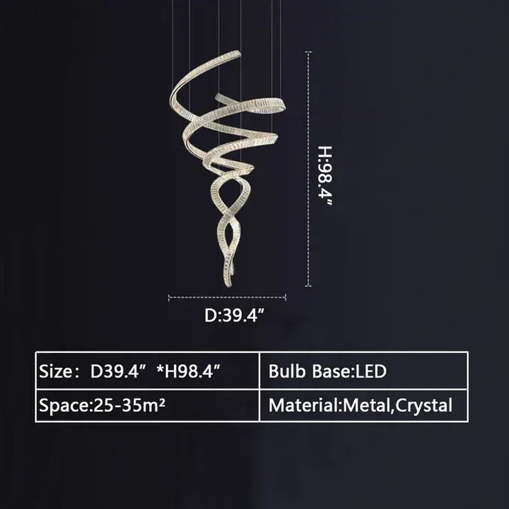 Modern Crystal Light Fixture for Staircase Foyer and High Ceiling size diagram for 39.4 inch diameter chandelier