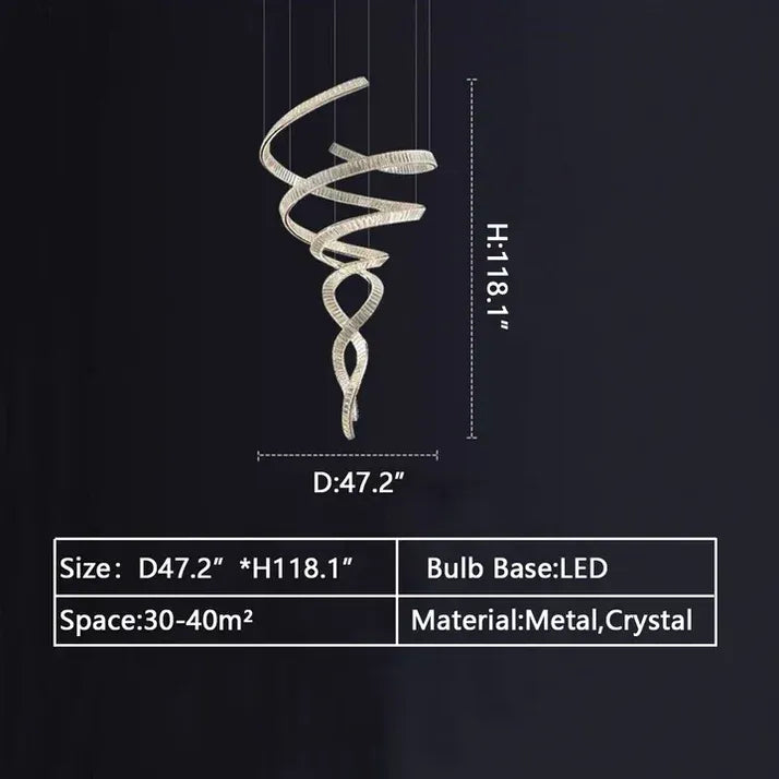 Modern Crystal Light Fixture for Staircase Foyer and High Ceiling size diagram for 47.2 inch diameter chandelier