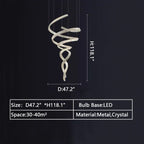 Modern Crystal Light Fixture for Staircase Foyer and High Ceiling size diagram for 47.2 inch diameter chandelier