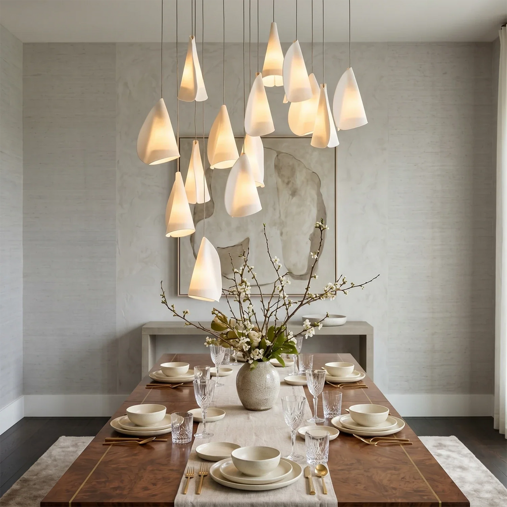 Modern Handmade Porcelain Petal Pendant Light by Bling Lighting Studio