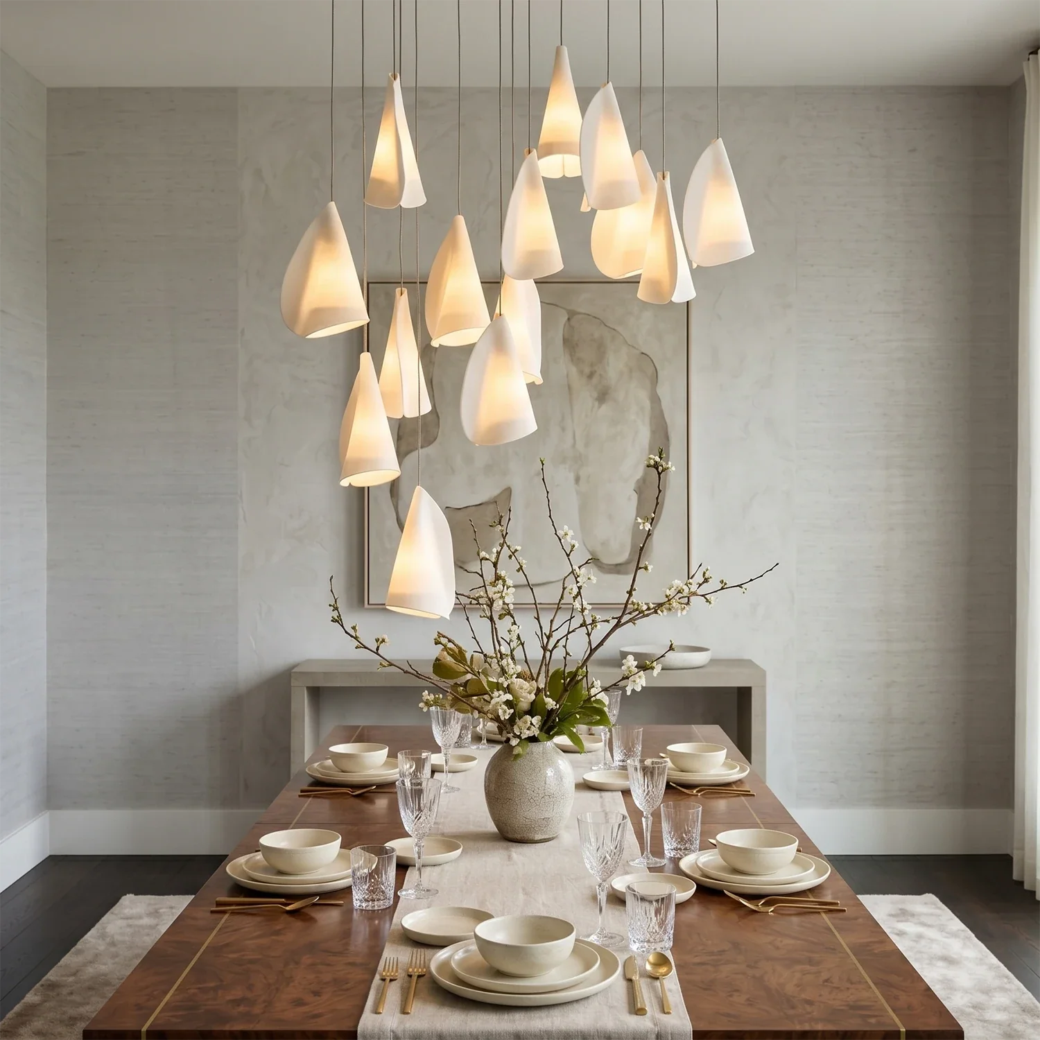 Modern Handmade Porcelain Petal Pendant Light by Bling Lighting Studio