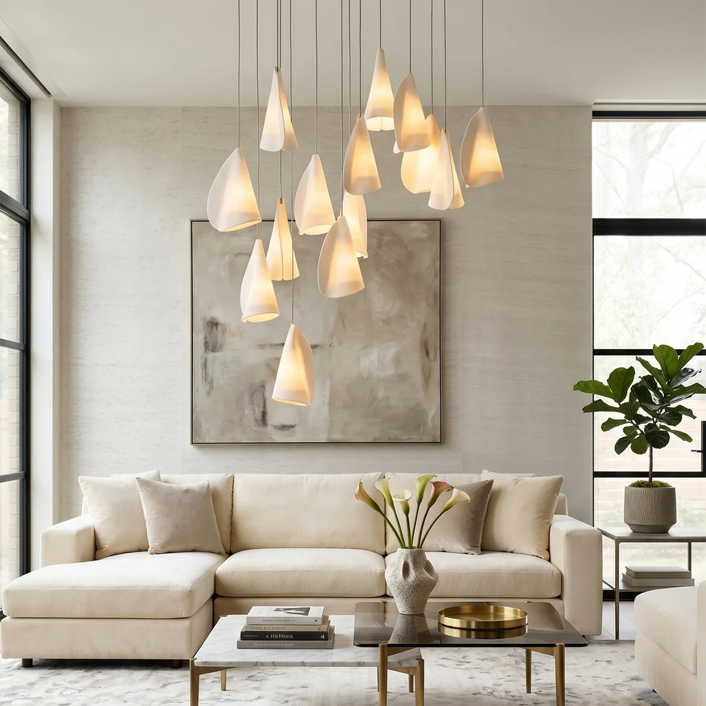 Modern Handmade Porcelain Petal Pendant Light by Bling Lighting Studio