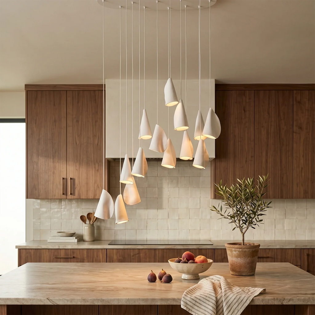 Modern Handmade Porcelain Petal Pendant Light by Bling Lighting Studio