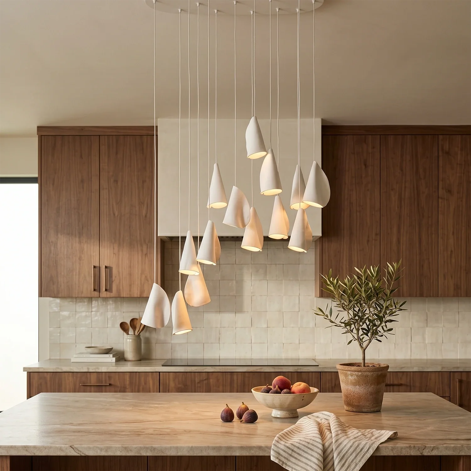 Modern Handmade Porcelain Petal Pendant Light by Bling Lighting Studio