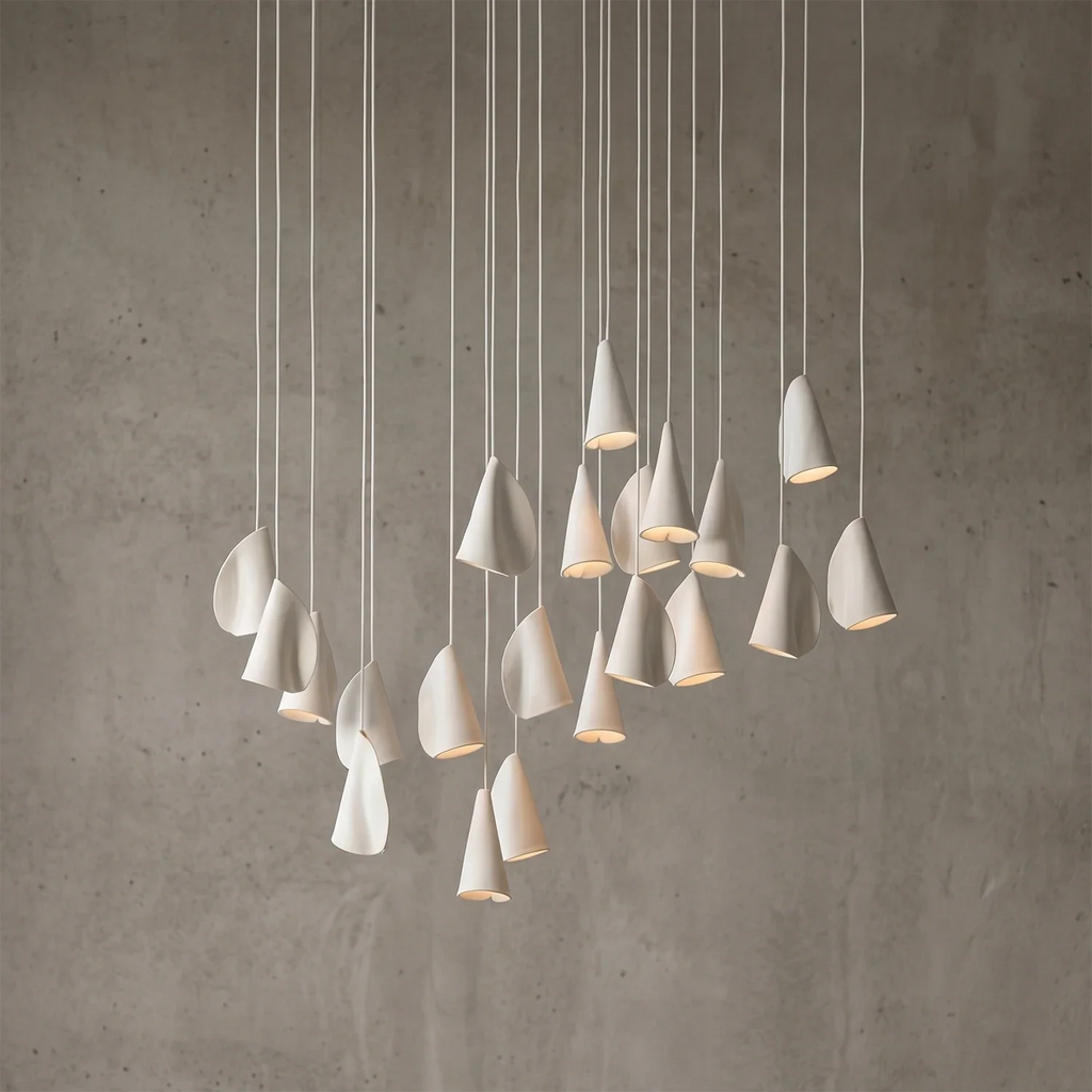 Modern Handmade Porcelain Petal Pendant Light by Bling Lighting Studio
