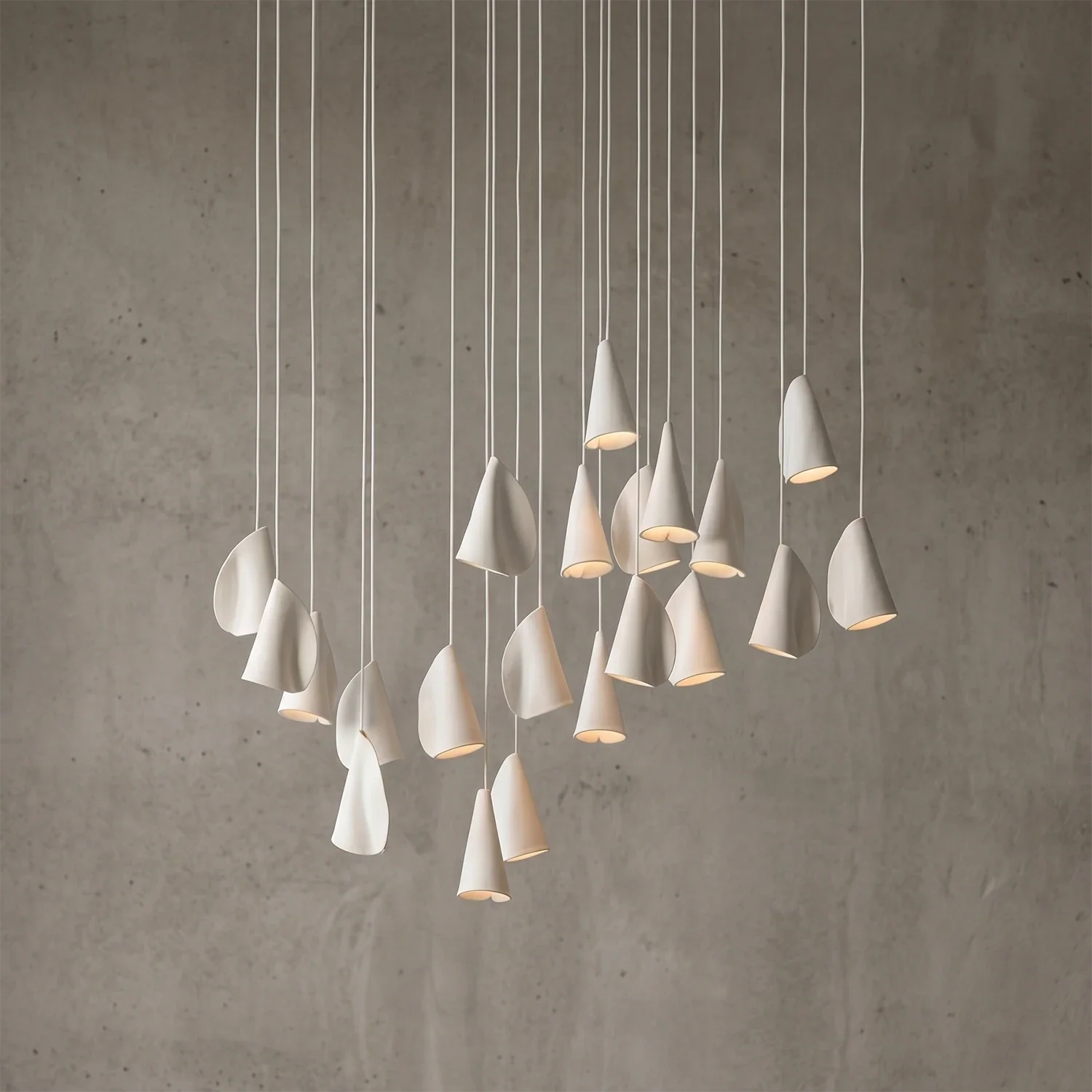 Modern Handmade Porcelain Petal Pendant Light by Bling Lighting Studio