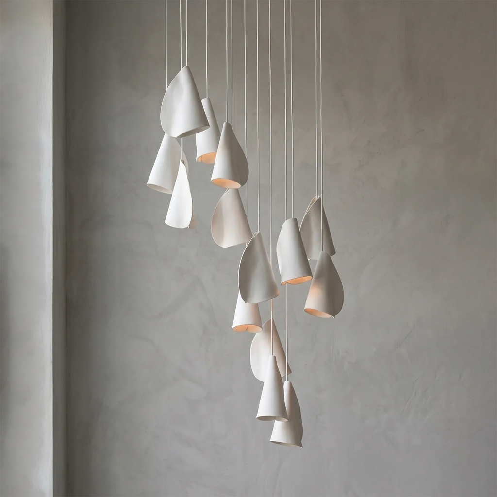 Modern Handmade Porcelain Petal Pendant Light by Bling Lighting Studio