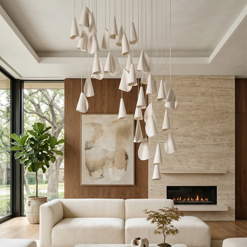 Modern Handmade Porcelain Petal Pendant Light by Bling Lighting Studio