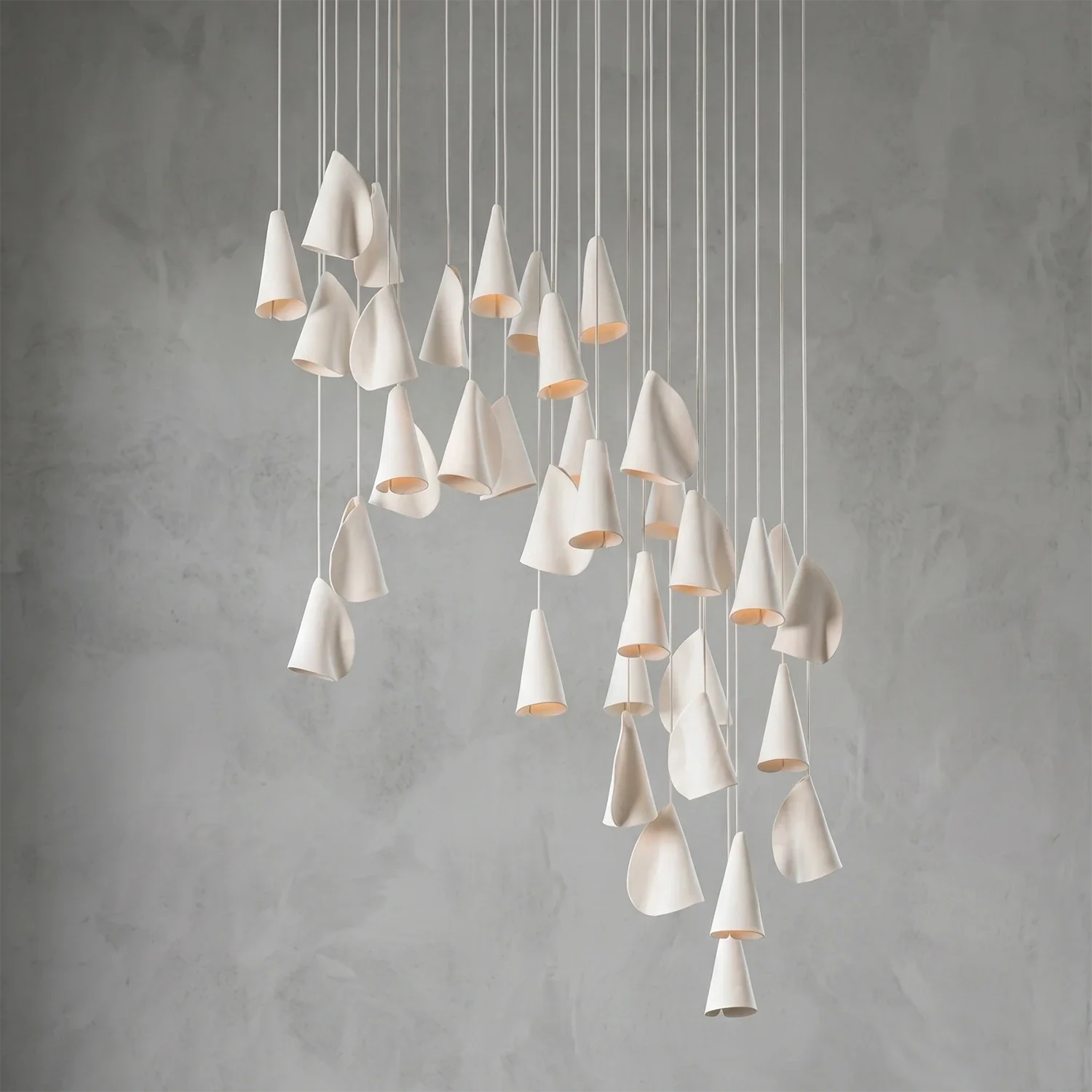 Modern Handmade Porcelain Petal Pendant Light by Bling Lighting Studio