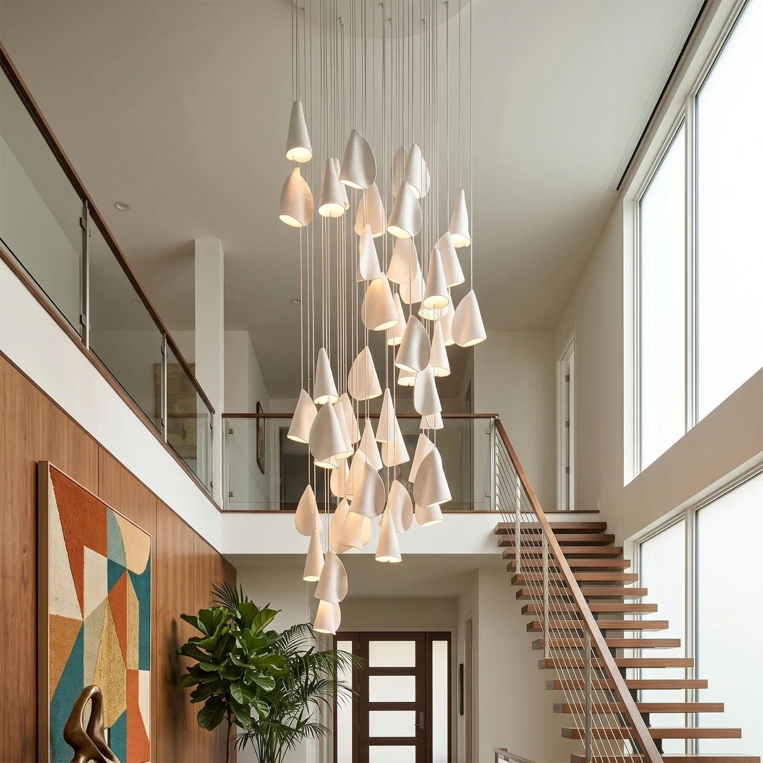 Modern Handmade Porcelain Petal Pendant Light by Bling Lighting Studio