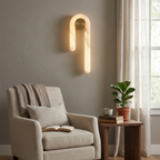 Modern J-Shape Alabaster Wall Sconce by Bling Lighting Studio