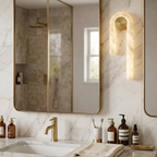 Modern J-Shape Alabaster Wall Sconce by Bling Lighting Studio