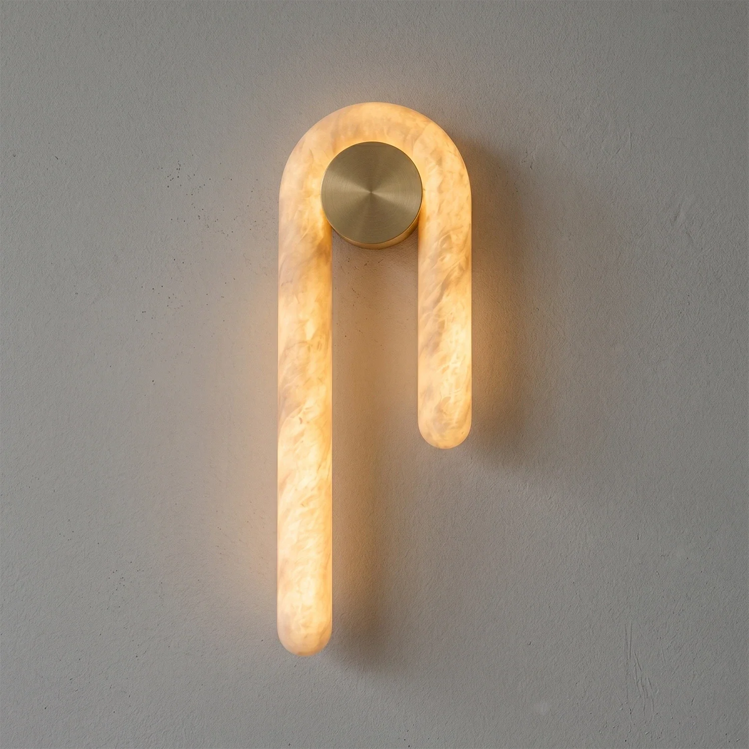 Modern J-Shape Alabaster Wall Sconce by Bling Lighting Studio