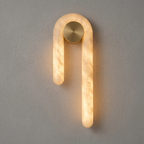 Modern J-Shape Alabaster Wall Sconce by Bling Lighting Studio