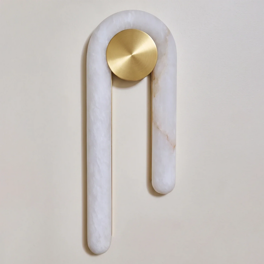 Modern J-Shape Alabaster Wall Sconce by Bling Lighting Studio