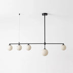 Montarion Five-Globe Alabaster Chandelier — L 113cm x H 28cm / L 44.5″ x H 11″ / Matte Black & White