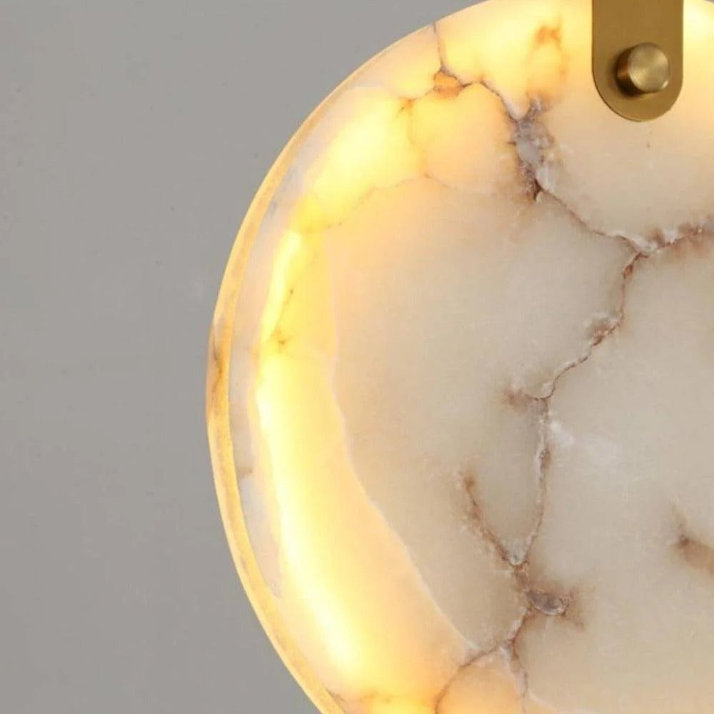 Moonshade Alabaster Disc Stairwell Lighting Chandelier for stairwell and high ceiling spaces