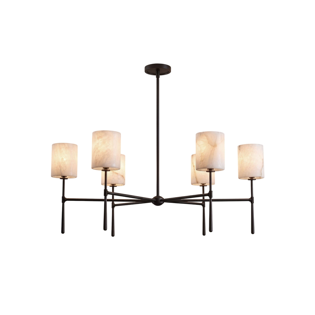 Multi-Arm Alabaster Cylinder Chandelier, product view 1