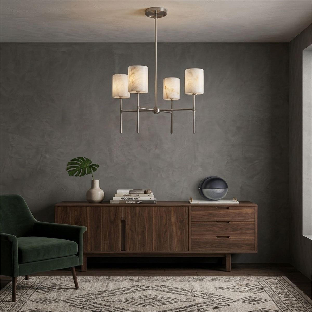 Multi-Arm Alabaster Cylinder Chandelier, product view 5