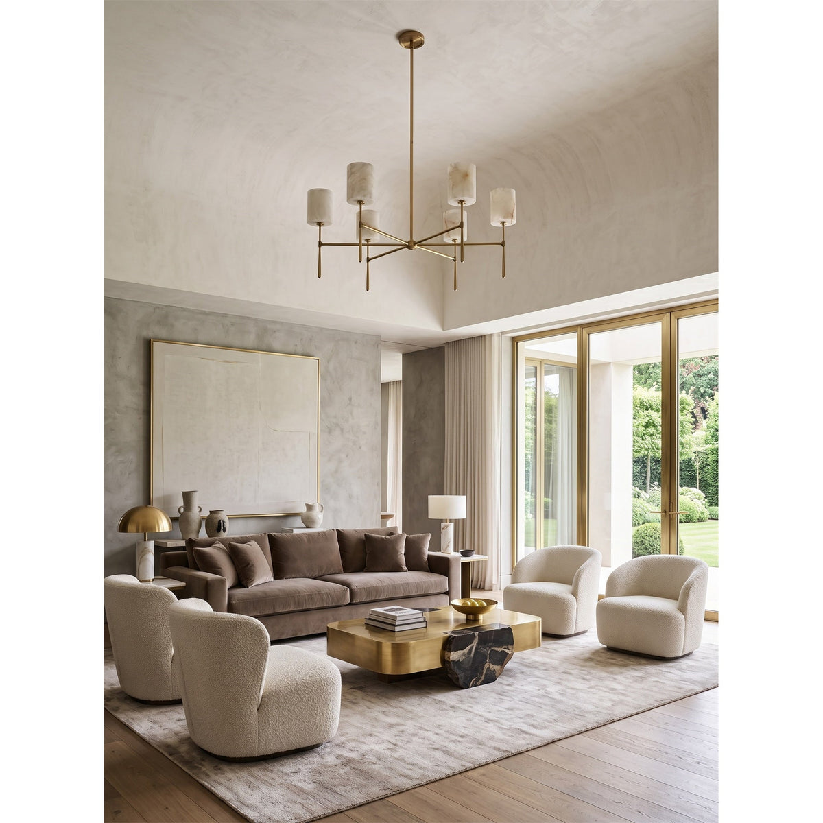 Multi-Arm Alabaster Cylinder Chandelier, product view 7