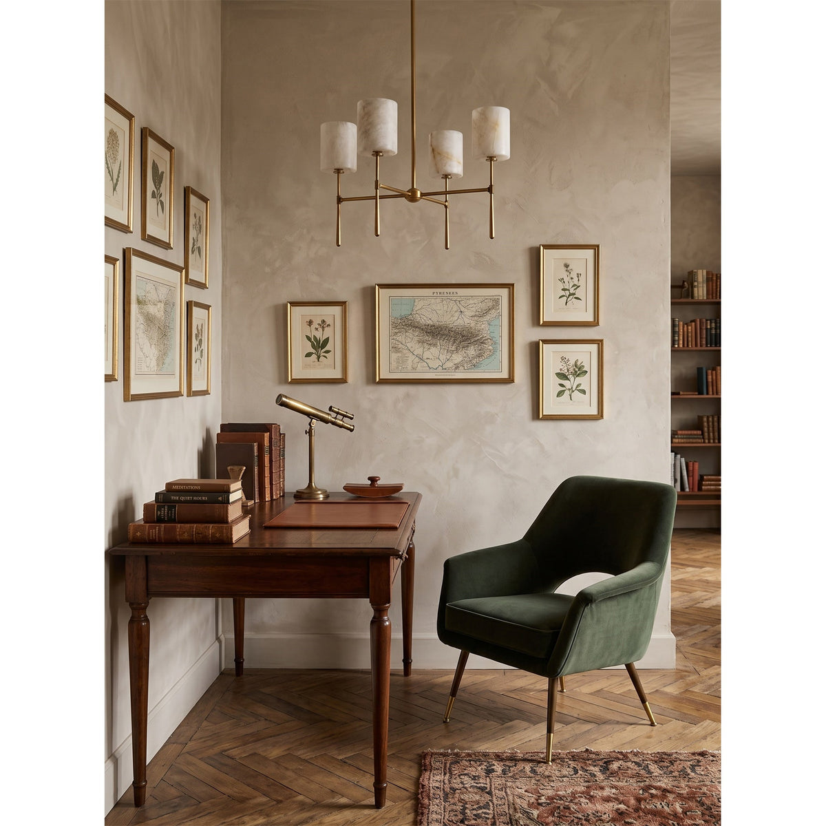 Multi-Arm Alabaster Cylinder Chandelier, product view 11