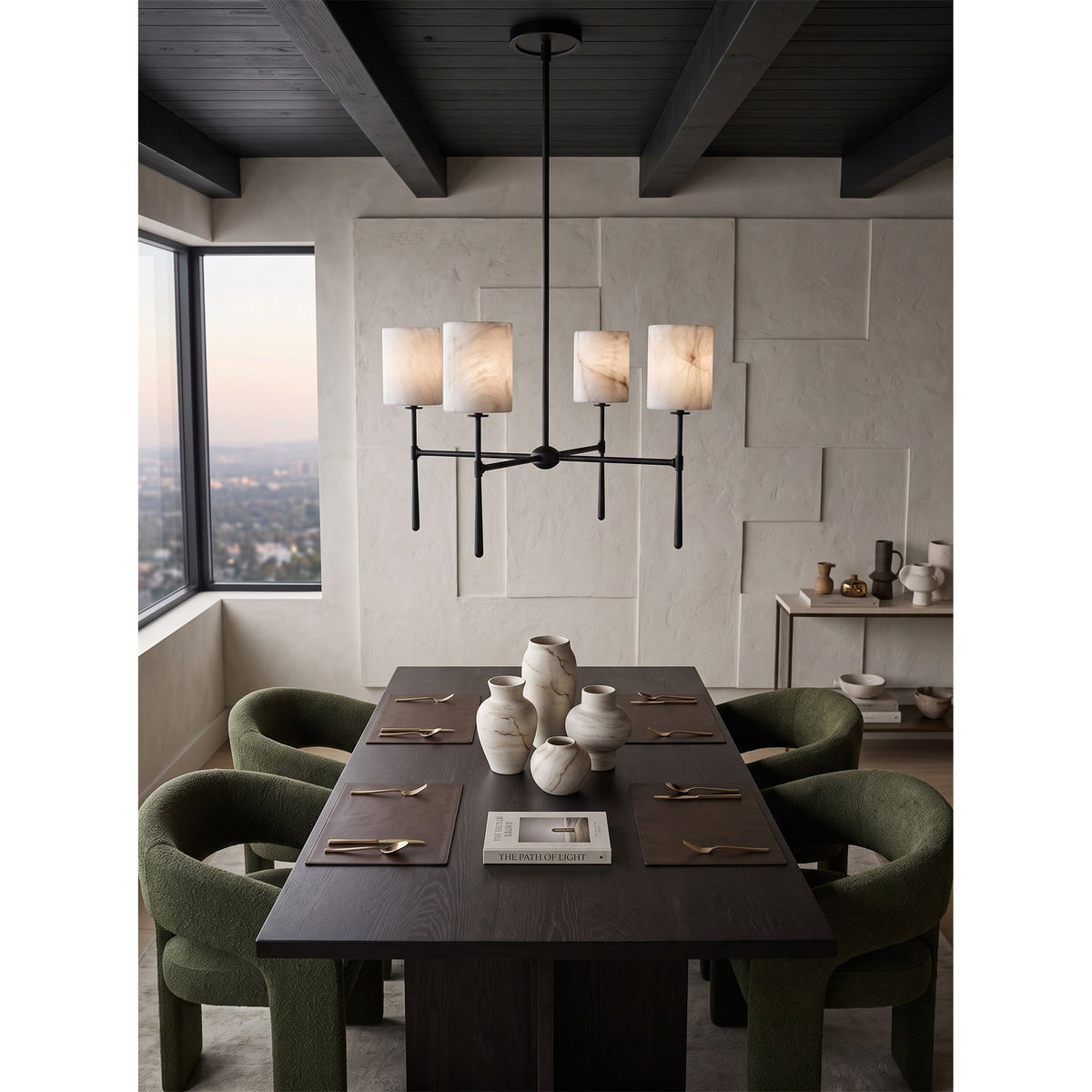 Multi-Arm Alabaster Cylinder Chandelier, product view 16