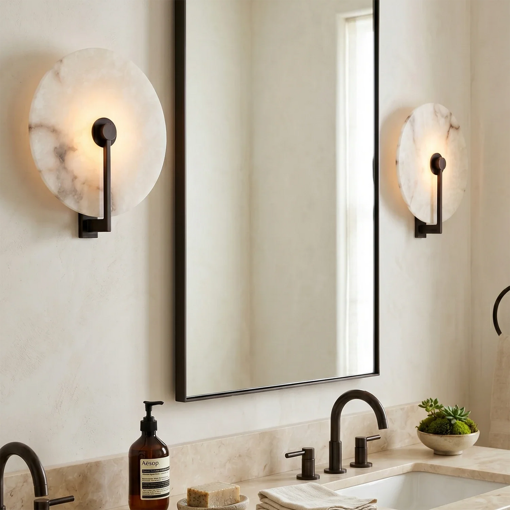 Natural Alabaster Disc LED Wall Sconce by Bling Lighting Studio
