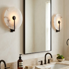 Natural Alabaster Disc LED Wall Sconce by Bling Lighting Studio