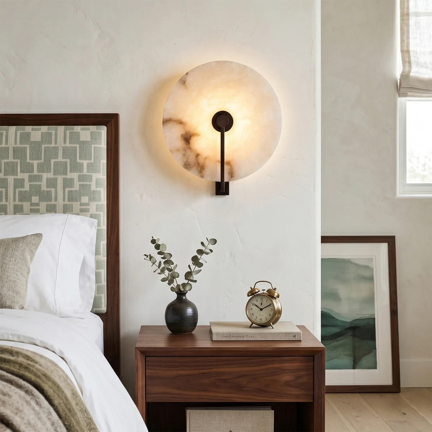 Natural Alabaster Disc LED Wall Sconce by Bling Lighting Studio