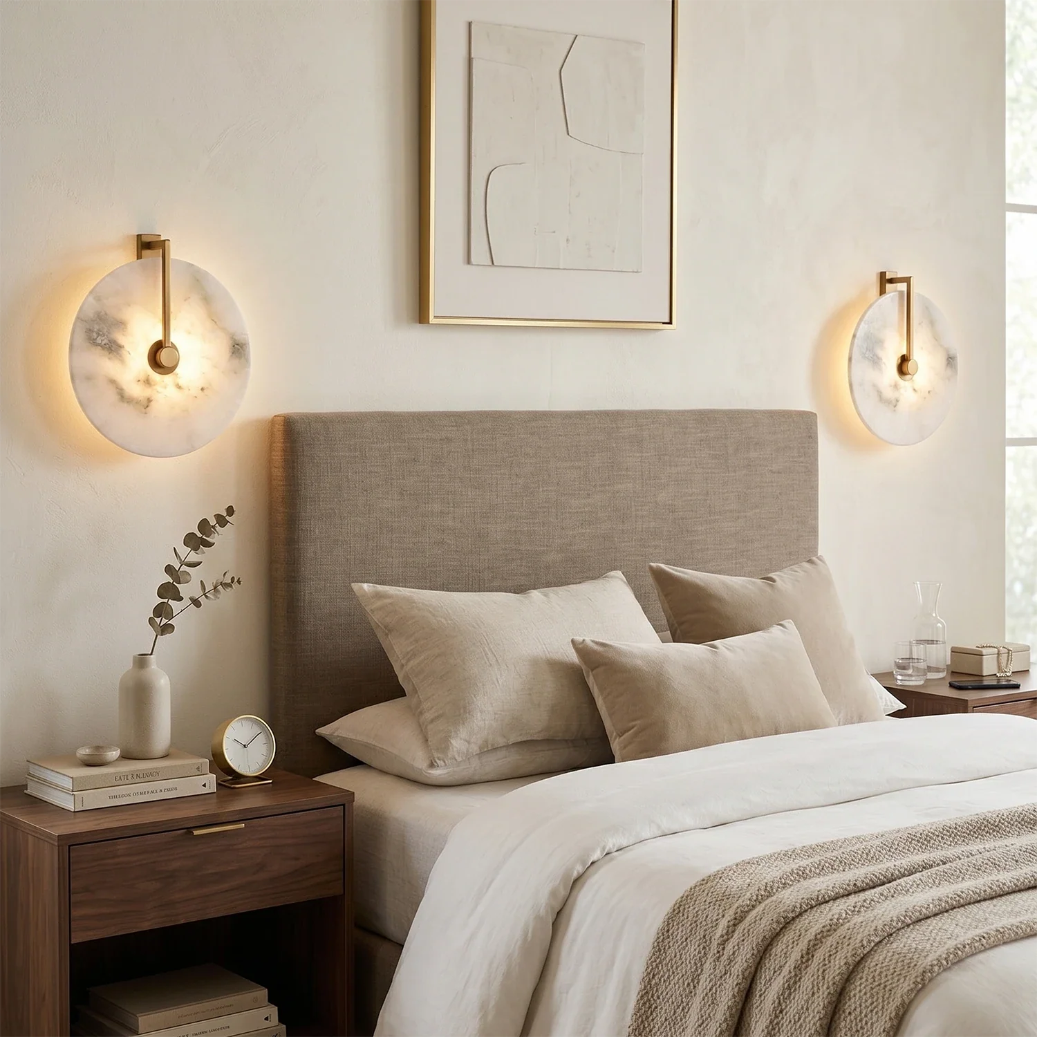 Natural Alabaster Disc LED Wall Sconce by Bling Lighting Studio