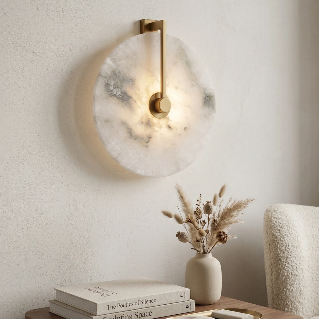 Natural Alabaster Disc LED Wall Sconce by Bling Lighting Studio