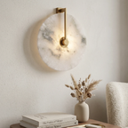 Natural Alabaster Disc LED Wall Sconce by Bling Lighting Studio