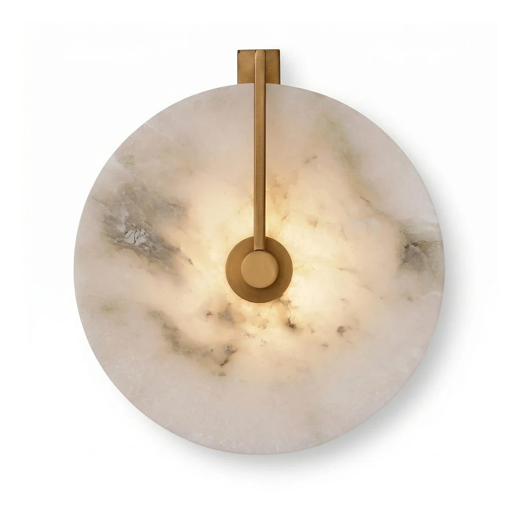 Natural Alabaster Disc LED Wall Sconce by Bling Lighting Studio