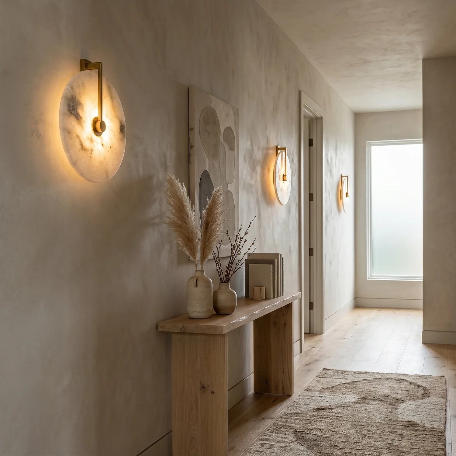 Natural Alabaster Disc LED Wall Sconce by Bling Lighting Studio