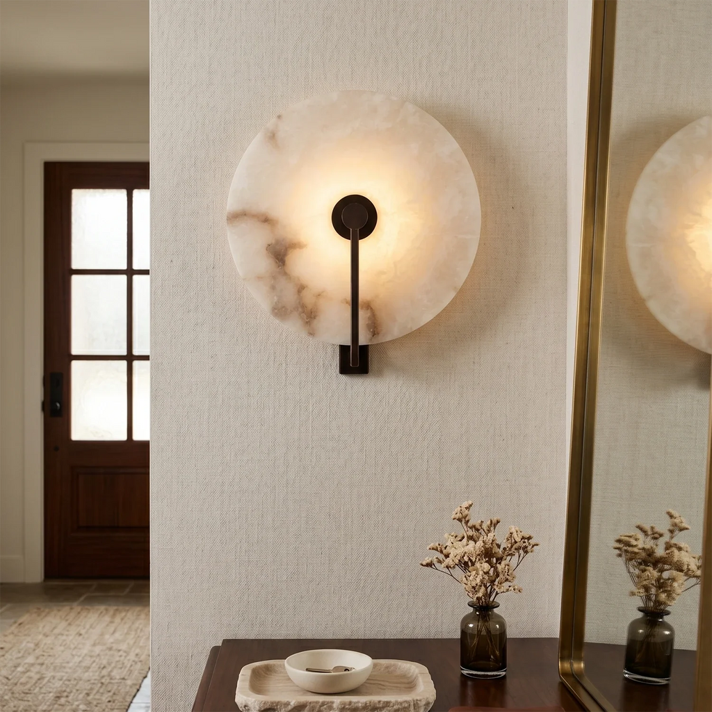 Natural Alabaster Disc LED Wall Sconce by Bling Lighting Studio