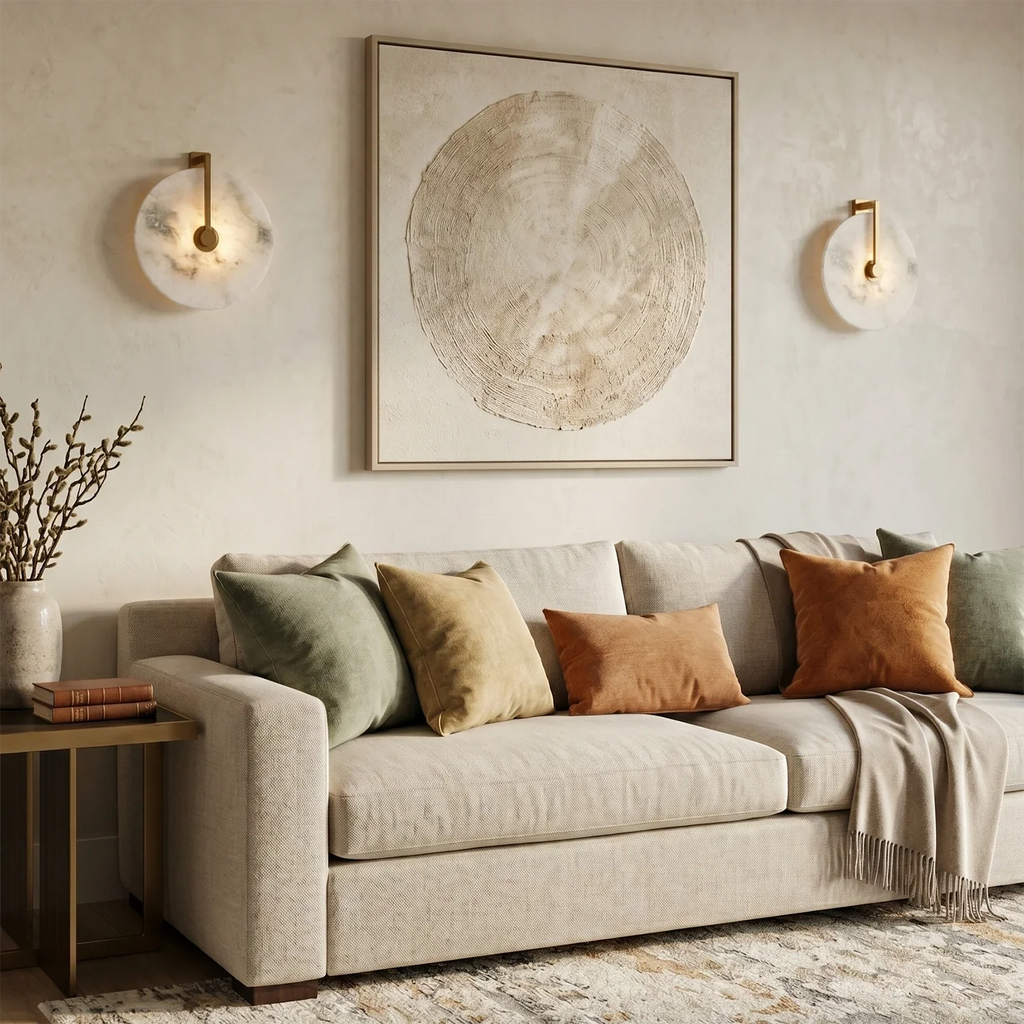 Natural Alabaster Disc LED Wall Sconce by Bling Lighting Studio