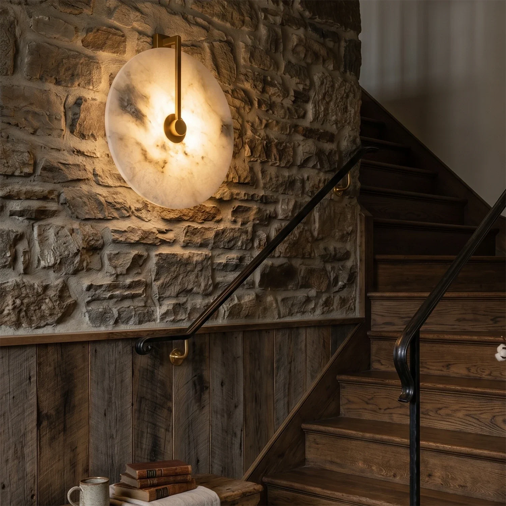 Natural Alabaster Disc LED Wall Sconce by Bling Lighting Studio