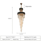 Olivia Crystal Modern Stair Chandelier dimension diagram for the smaller tiered crystal size