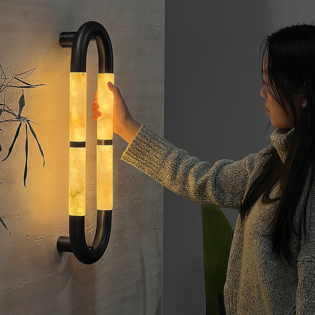 Olyss Alabaster Tube Wall Sconce alabaster wall light view 01