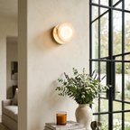 Orb Vessel Alabaster & Brass Wall Lamp by Bling Lighting Studio