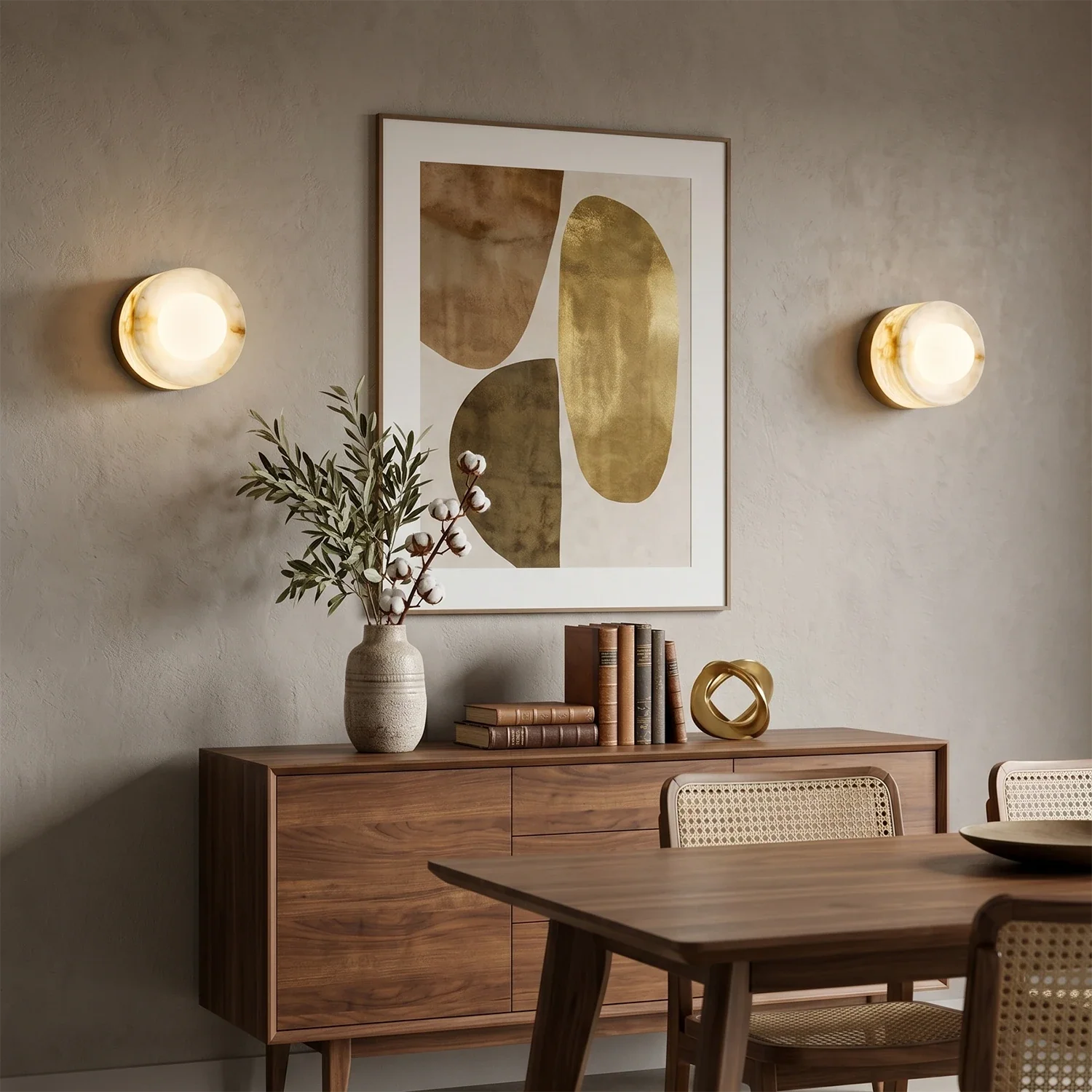 Orb Vessel Alabaster & Brass Wall Lamp by Bling Lighting Studio