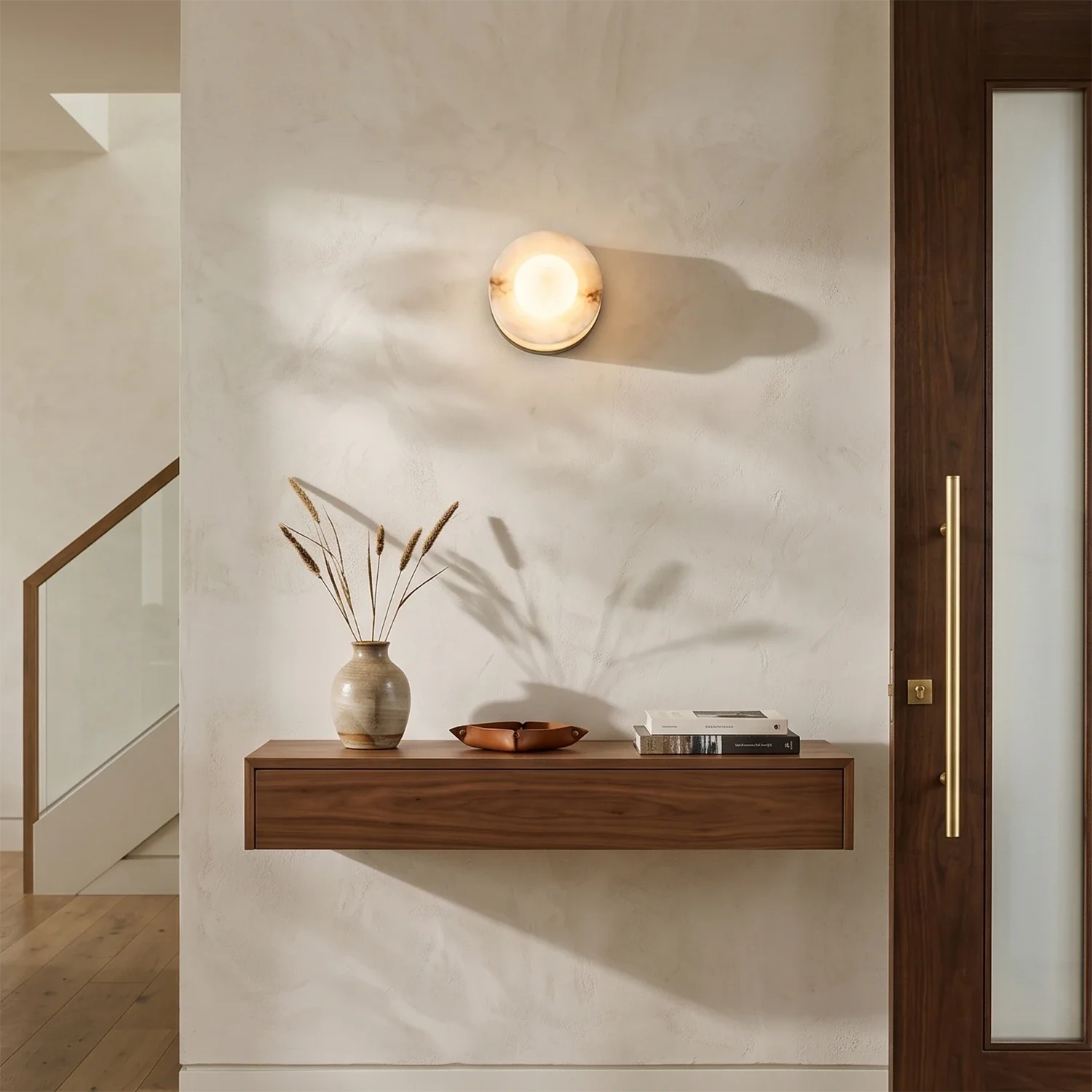 Orb Vessel Alabaster & Brass Wall Lamp by Bling Lighting Studio