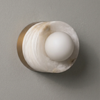 Orb Vessel Alabaster & Brass Wall Lamp by Bling Lighting Studio