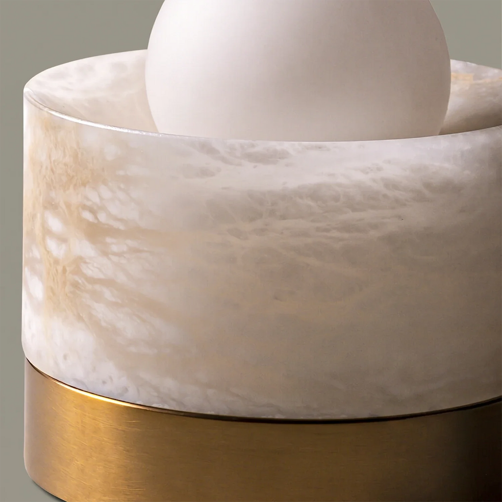 Orb Vessel Alabaster & Brass Wall Lamp by Bling Lighting Studio
