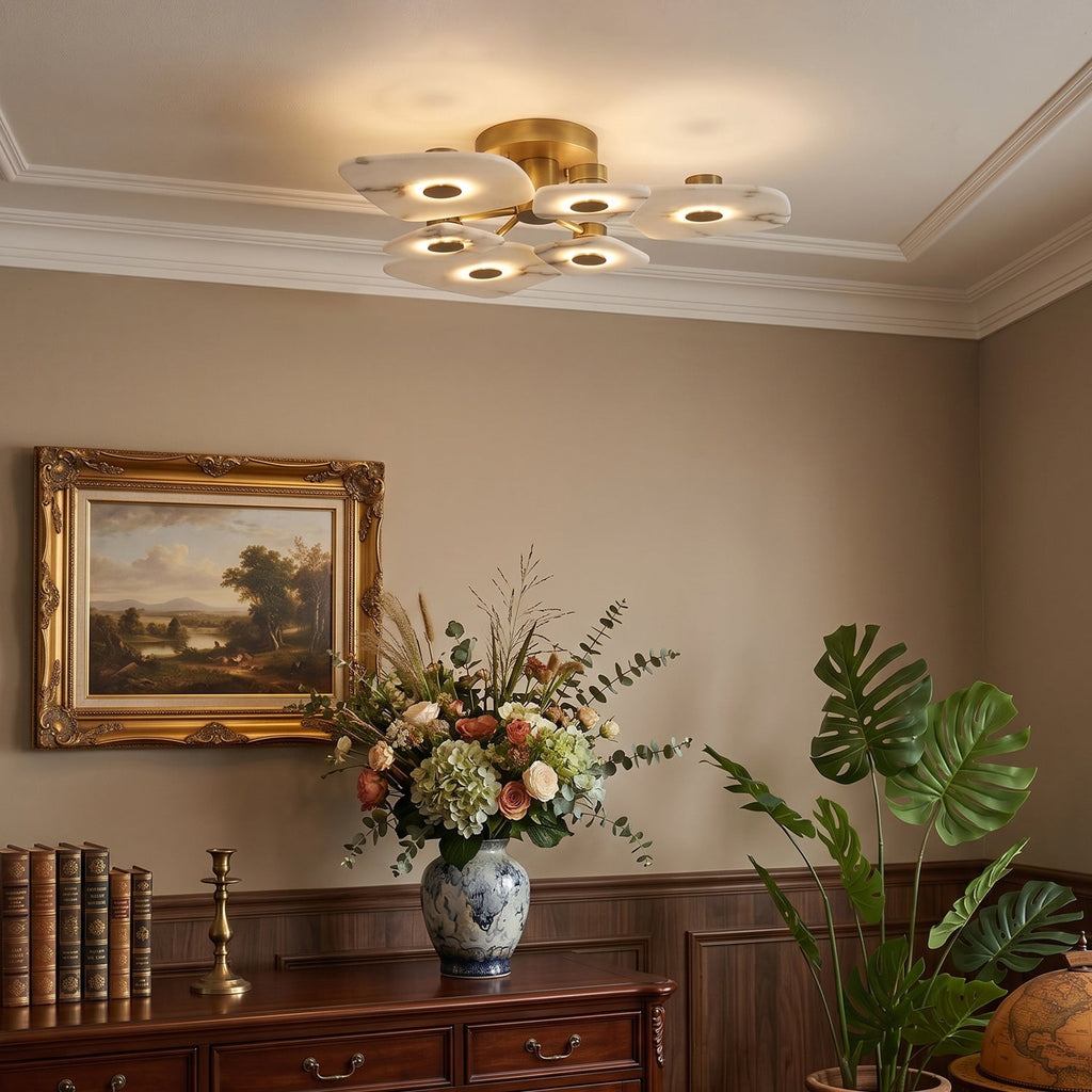 Organic Alabaster Slab Semi-Flush Ceiling Light, product view 7